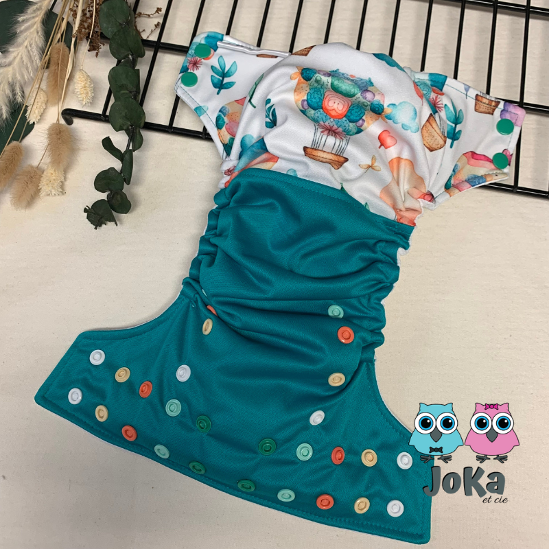 JOKA | Couche lavable à poche | taille unique | Envolée colorée - turquoise