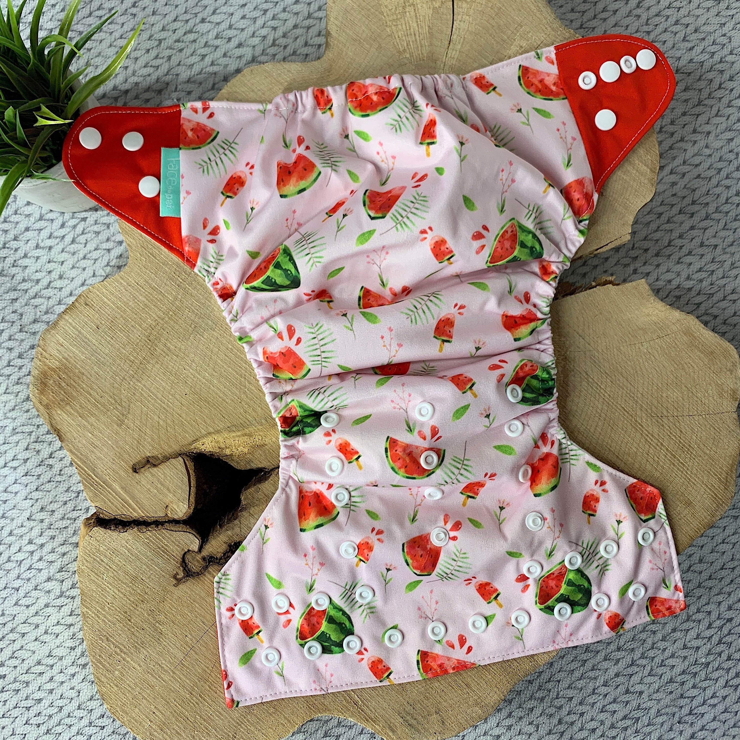 FACE DE PET | Couche lavable à poche | taille unique | Melon et fleurs