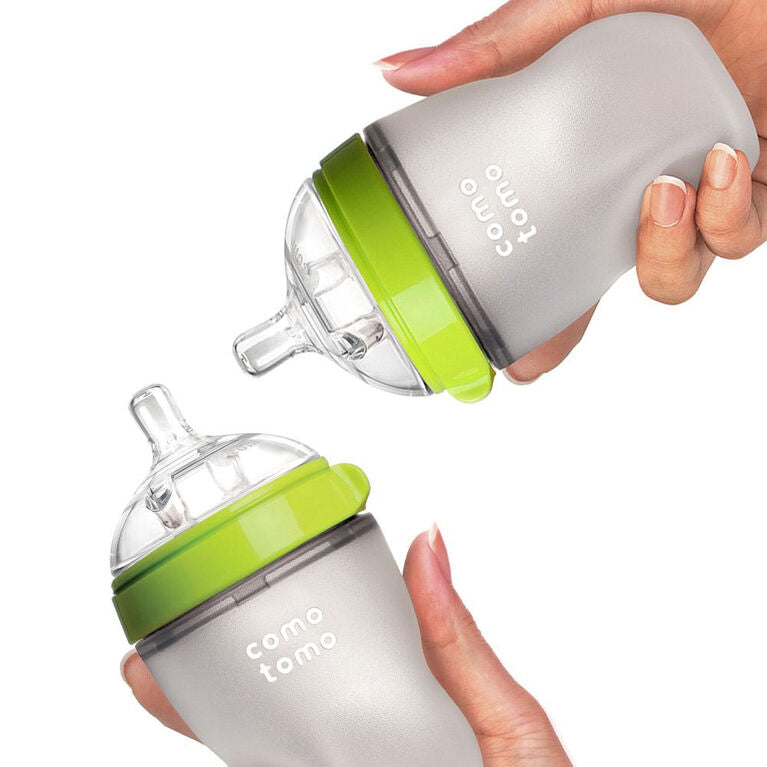 Cocotomo | Biberons compressibles à flot naturel (250 mL) | Vert