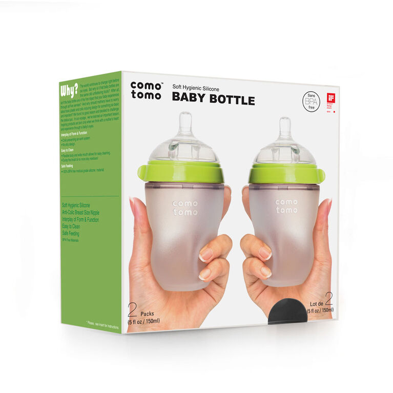 Cocotomo | Biberons compressibles à flot naturel (250 mL) | Vert