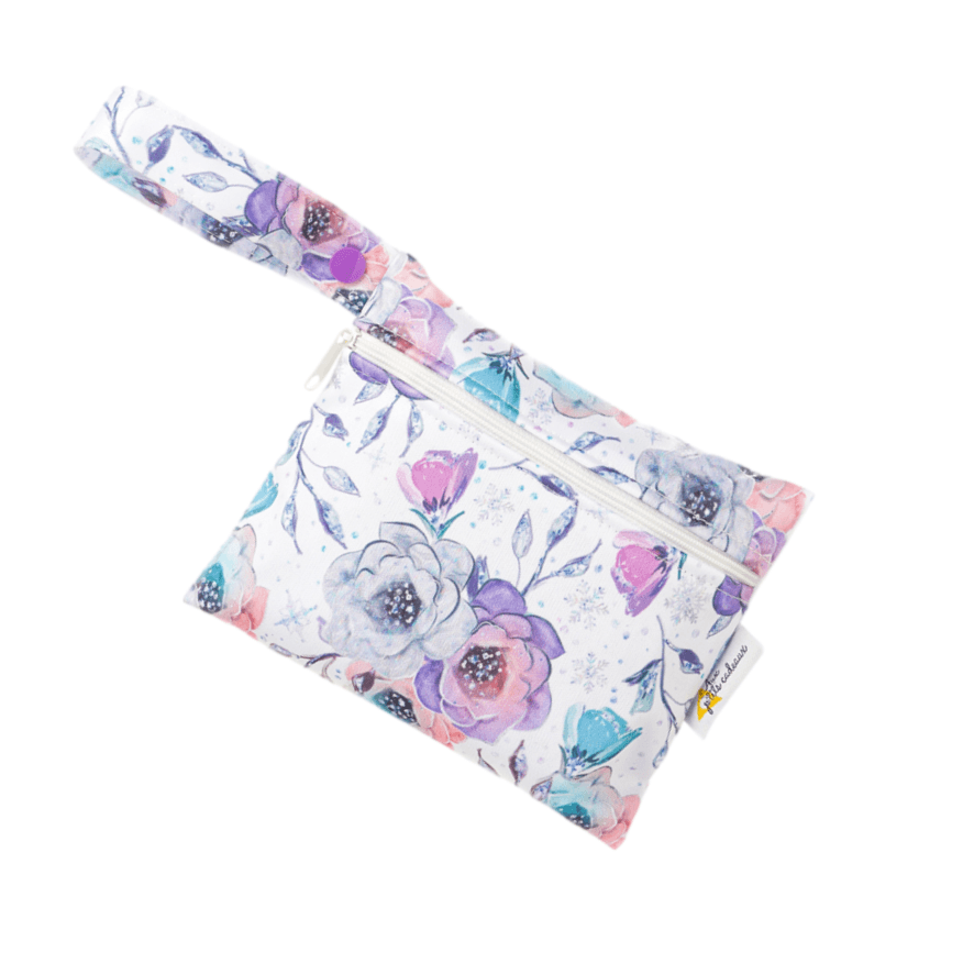 Aux P'tits Cadeaux | Mini sac imperméable double PUL | Fleurs de givre