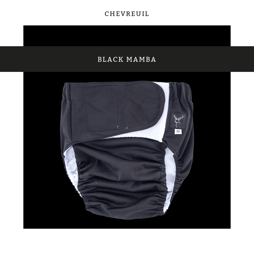 Chevreuil | Couche lavable à poche | taille ENFANT-ADULTE | Black Mamba