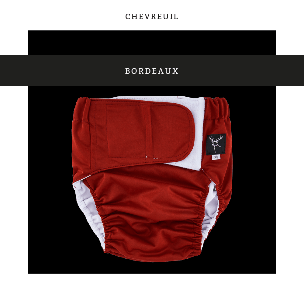 Chevreuil | Couche lavable à poche | taille ENFANT-ADULTE | Bordeaux