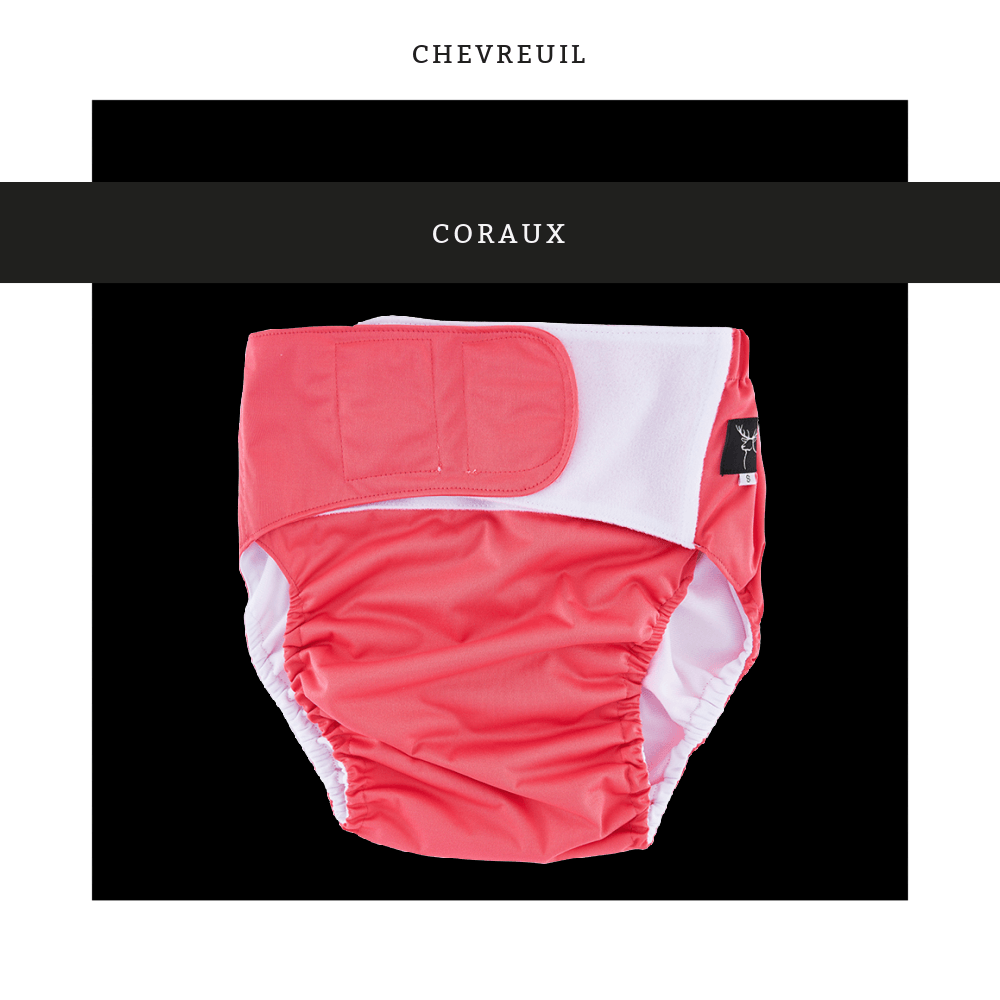 Chevreuil | Couche lavable à poche | taille ENFANT-ADULTE | Coraux