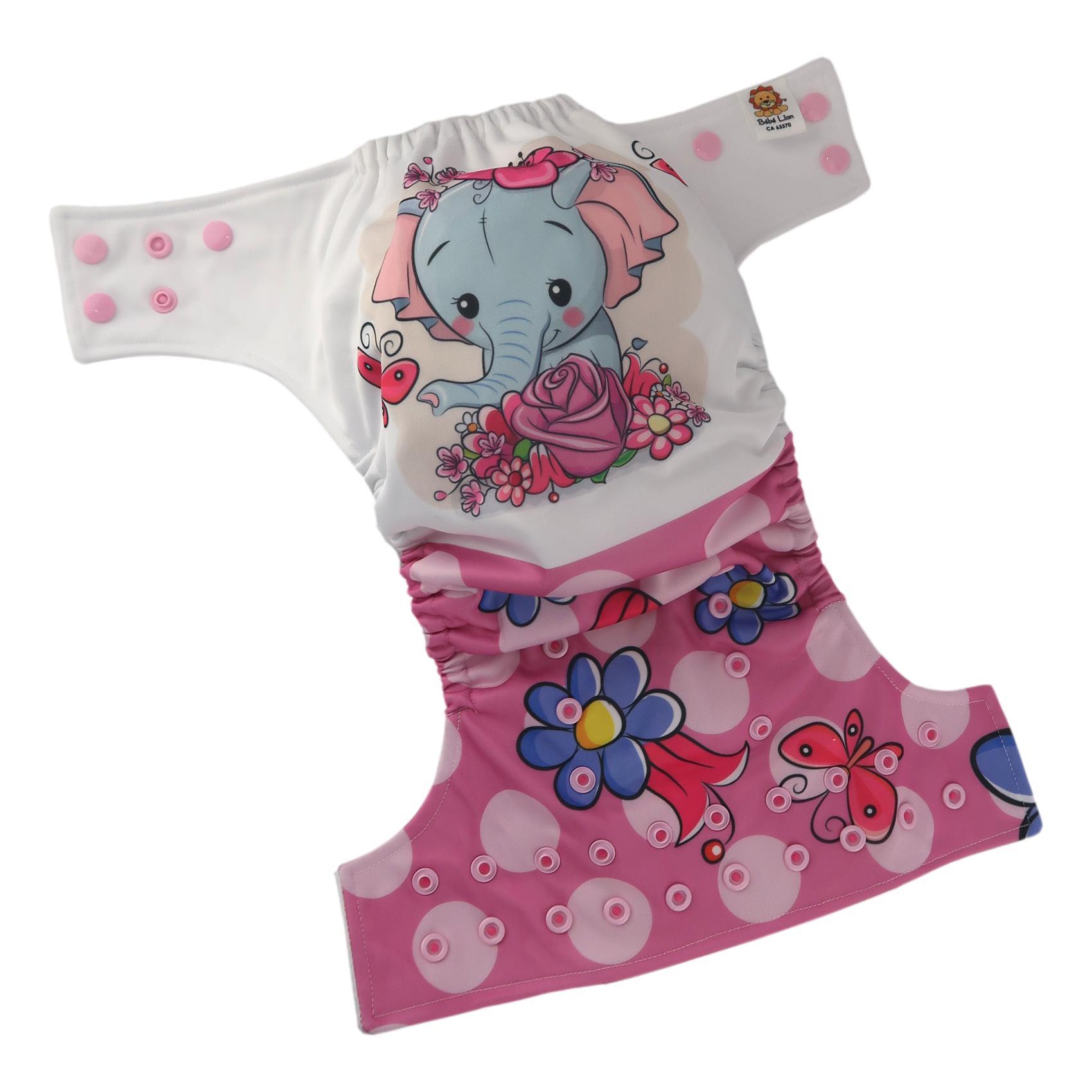 BEBE LION | Couche lavable à poche | taille unique | Éléphanteau