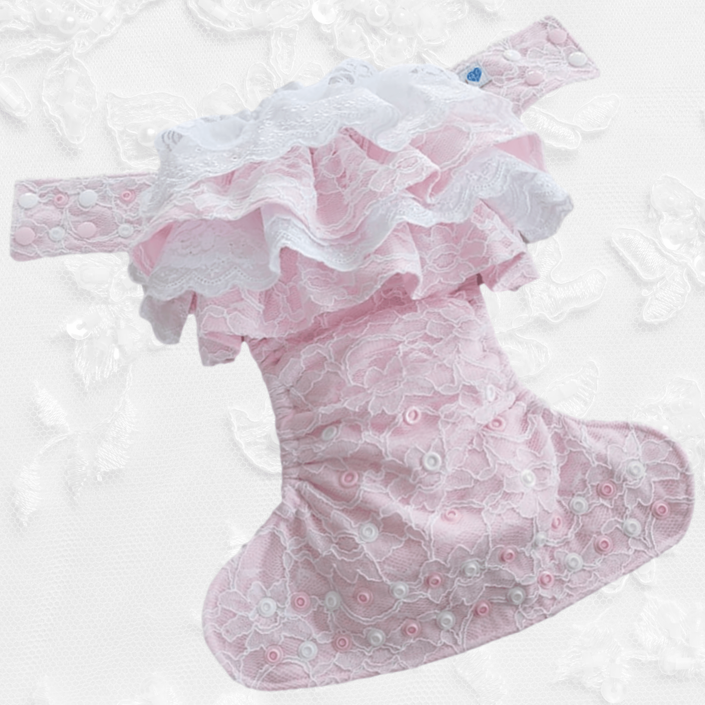 DIVIN POPOTIN | Couche lavable à poche à froufrou | Toute dentelle | Rose tendre