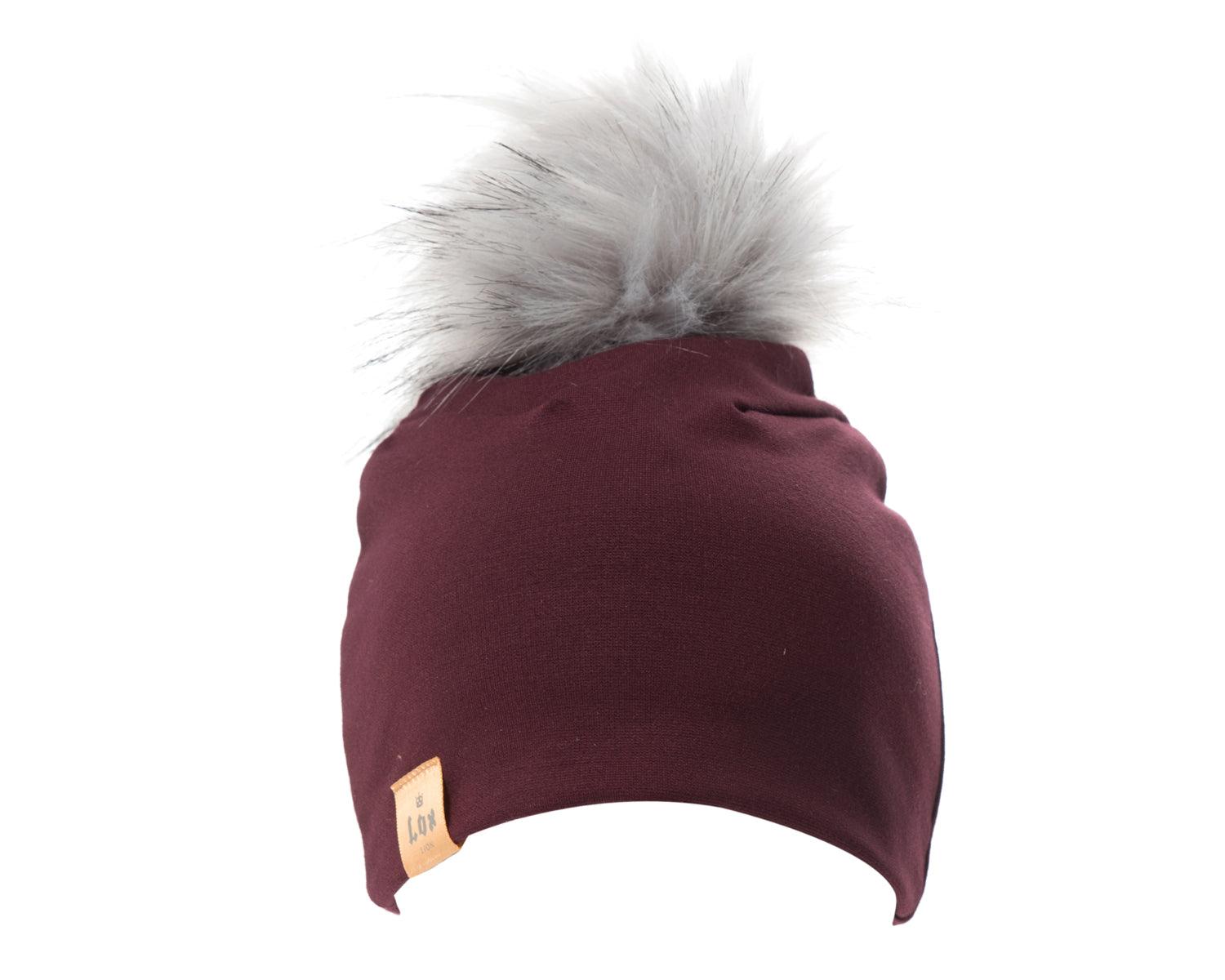 LOX LION | Tuque à pompon interchangeable | 3 Saisons | Bourgogne*