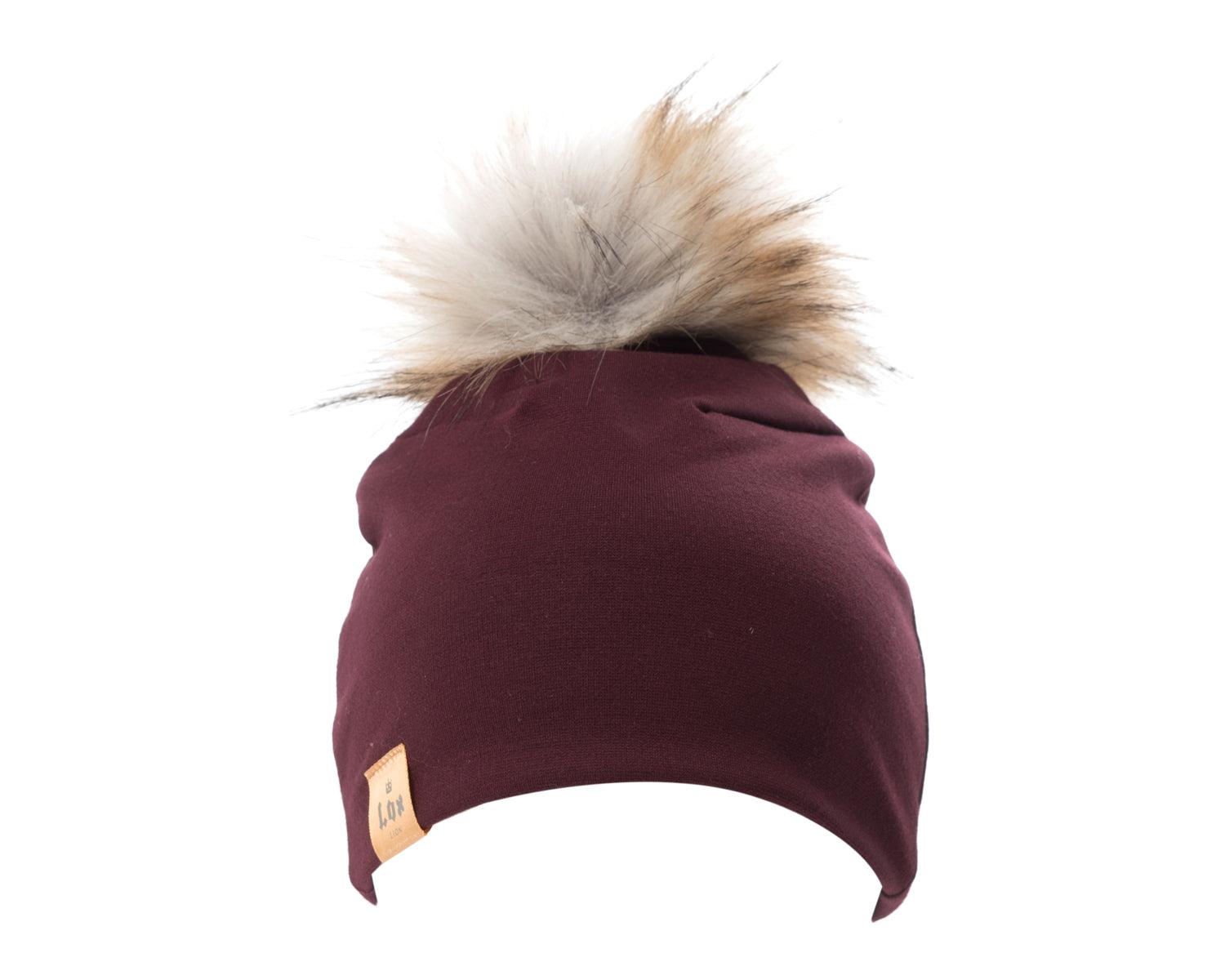 LOX LION | Tuque à pompon interchangeable | 3 Saisons | Bourgogne*