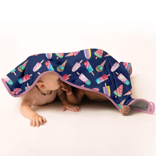 Lil Helper | Grande alèze imperméable ''Lifesaver Original Mat'' | Ice Cream (bordure du piqué bleu royal)