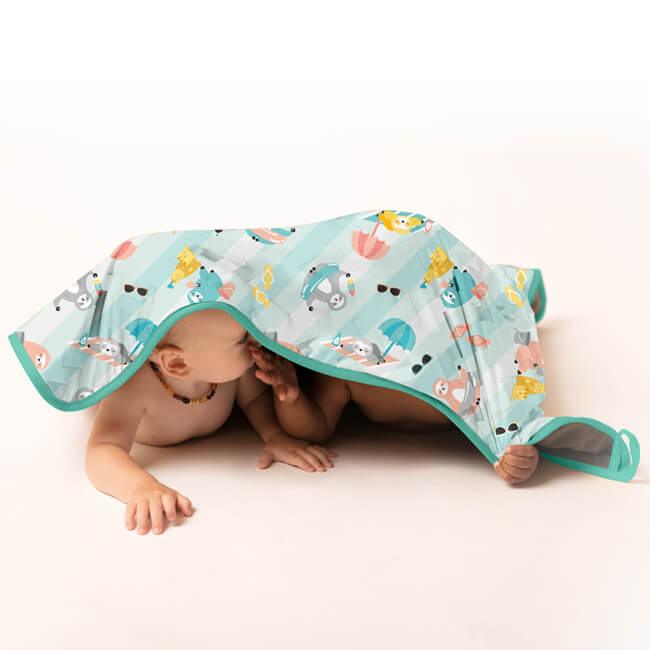 Lil Helper | Grande alèze imperméable ''Lifesaver Original Mat'' | Sloths Stripe (bordure du piqué rose corail)