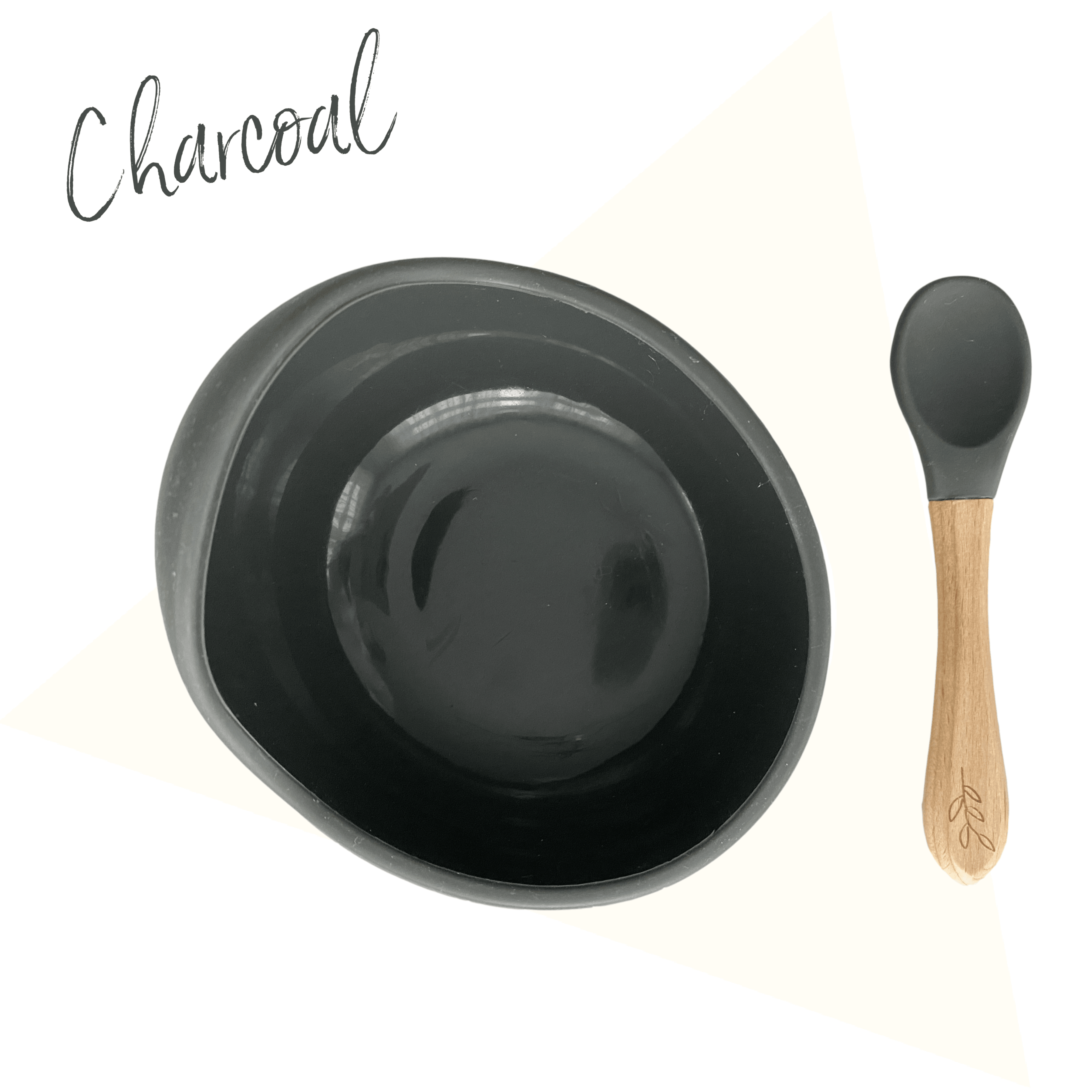 Pois&Moi | Bol en silicone et cuillère | Charcoal
