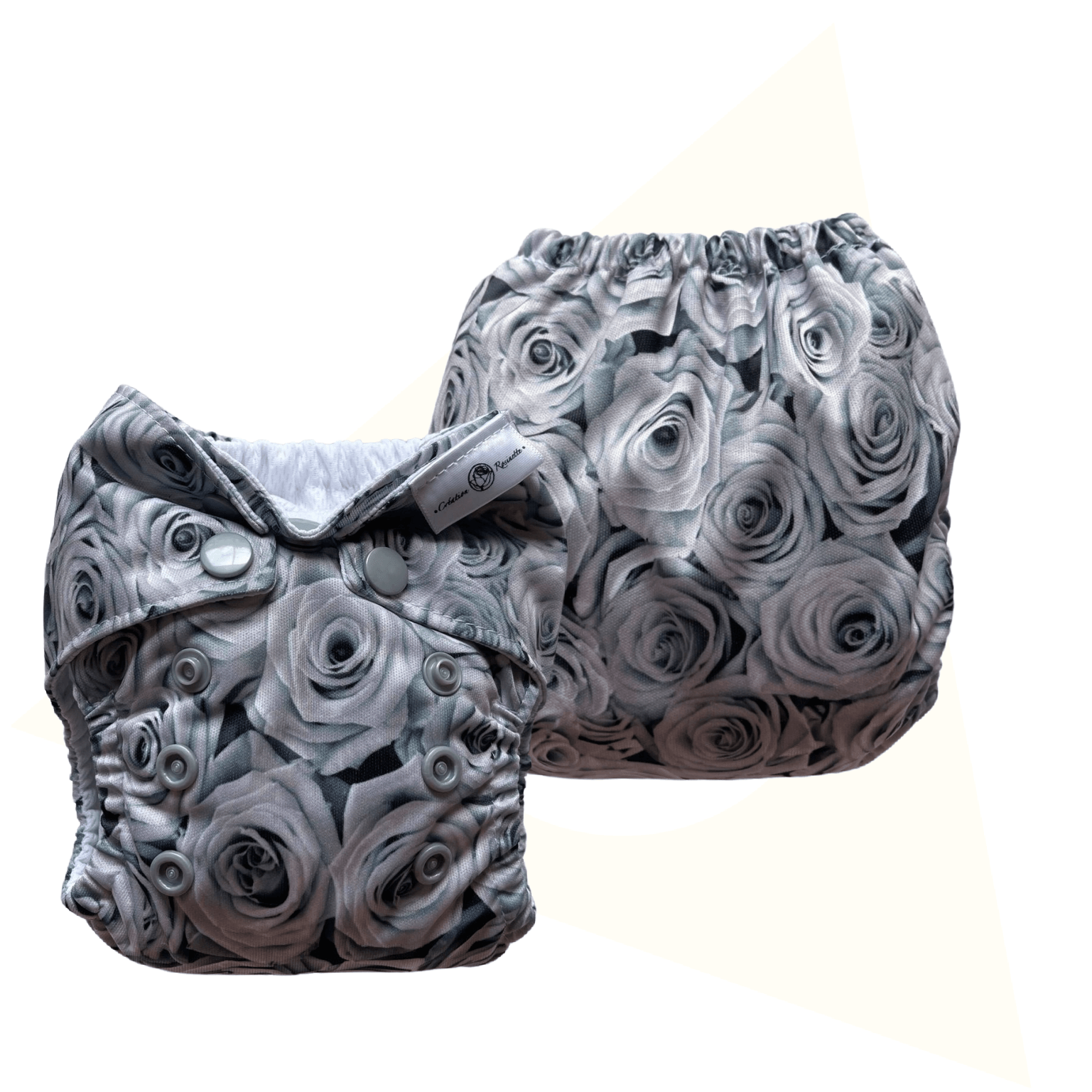 ROSINETTE | Couche lavable à poche | taille NOUVEAU-NÉ | Roses grises