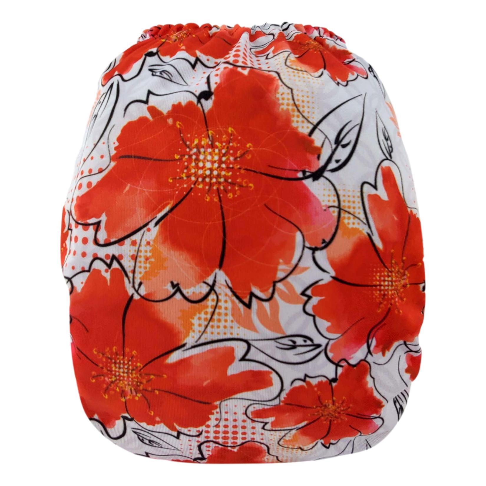 ROSINETTE | Couche lavable à poche | taille unique | Fleur rouge