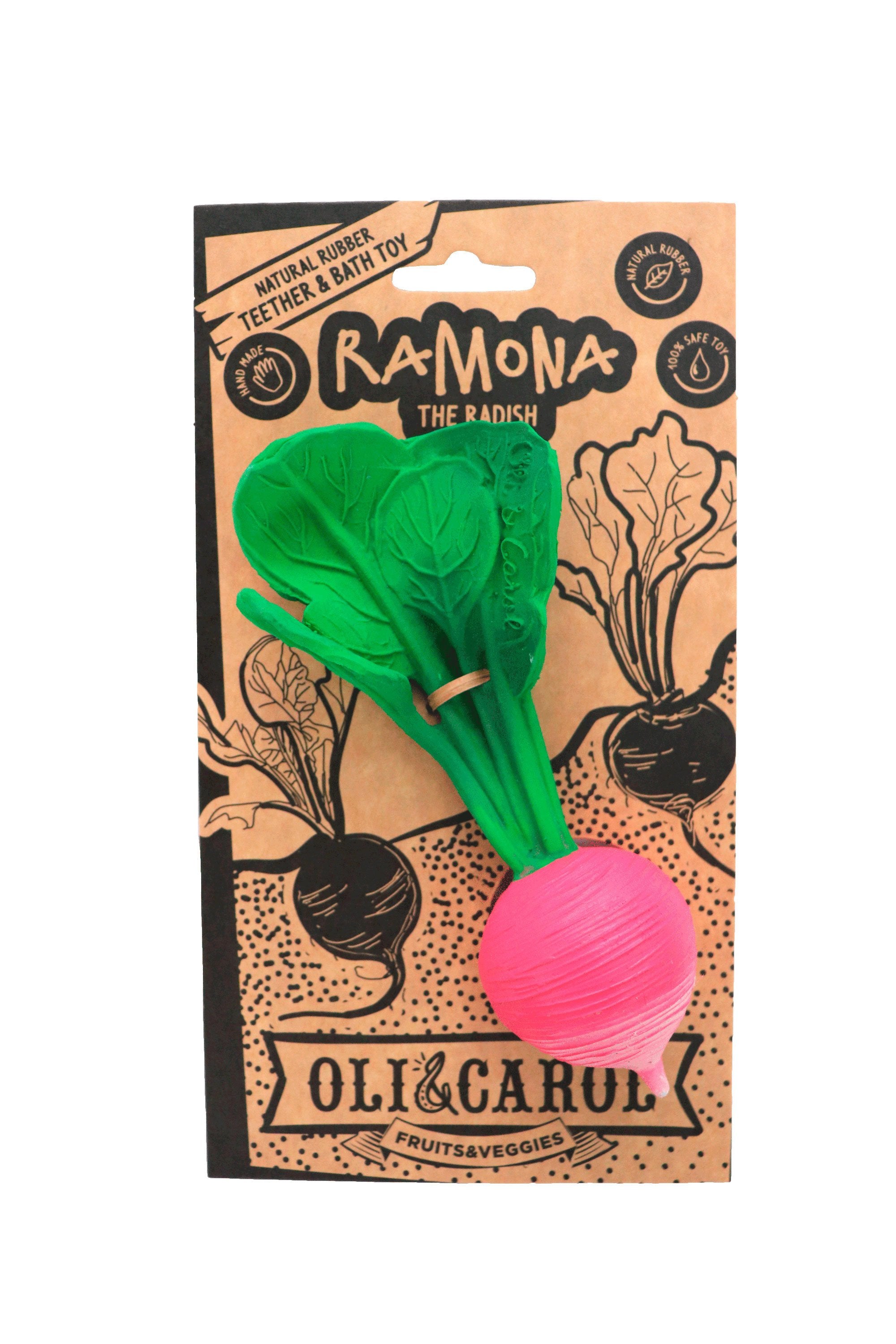 Oli & Carol | Jouet de caoutchouc 100% naturel | Fruits & Veggies | Ramona the Radish
