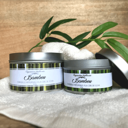 Saponnière Québécoise | Bougie artisanale de cire de soya | Bambou