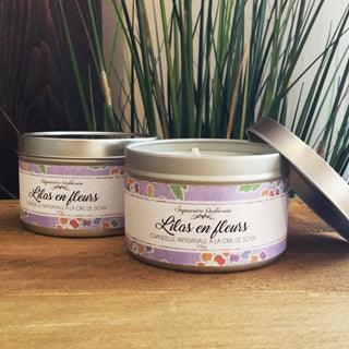 Saponnière Québécoise | Bougie artisanale de cire de soya | Lilas en fleurs