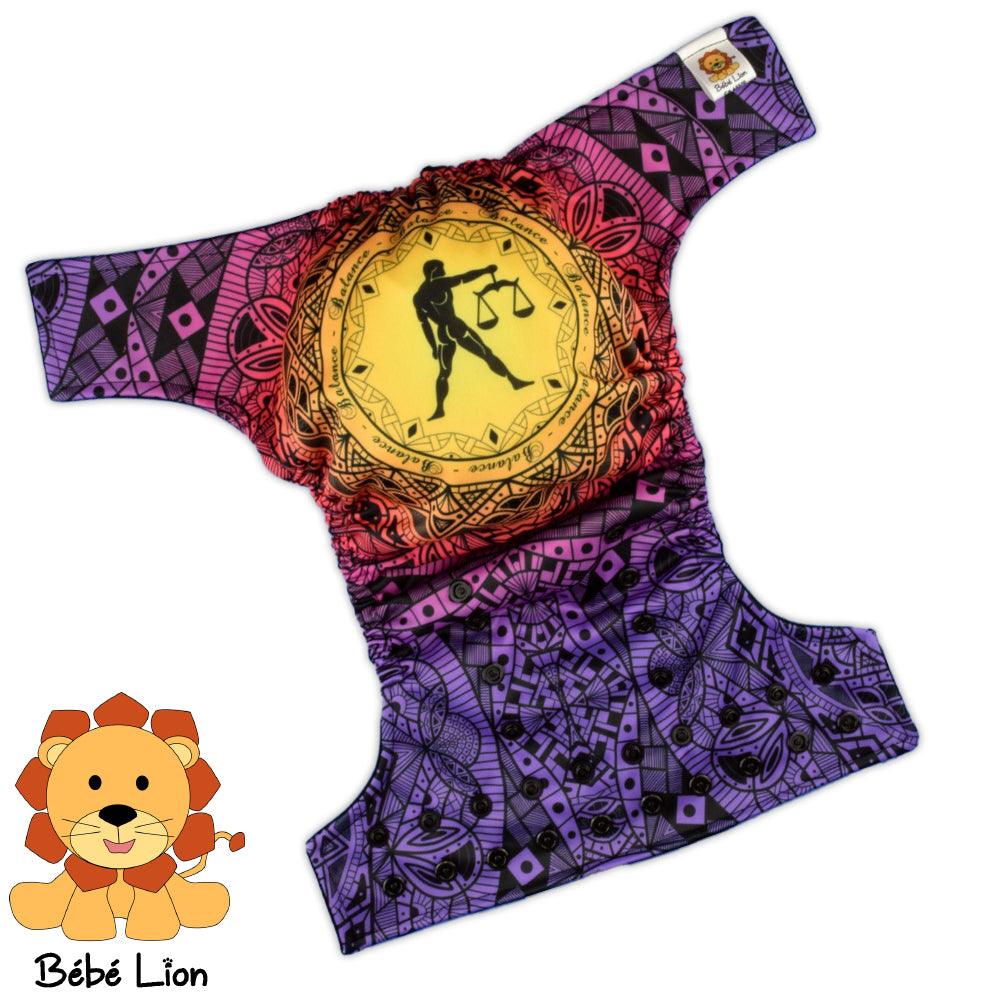 BEBE LION | Couche lavable à poche | taille unique | Zodiac | Balance