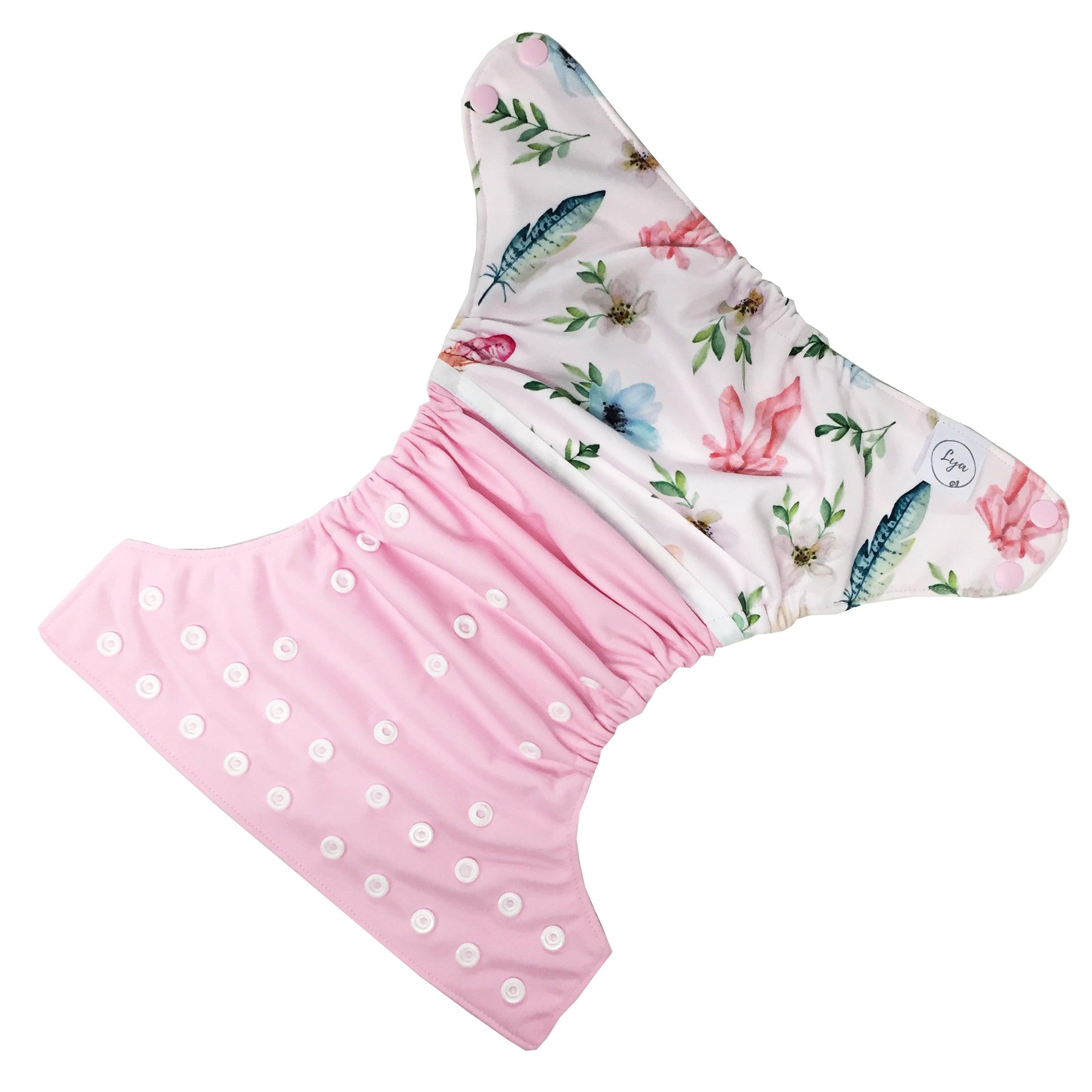 LYA | Couche lavable à poche | taille unique | Fleurs & quartz (2.0)