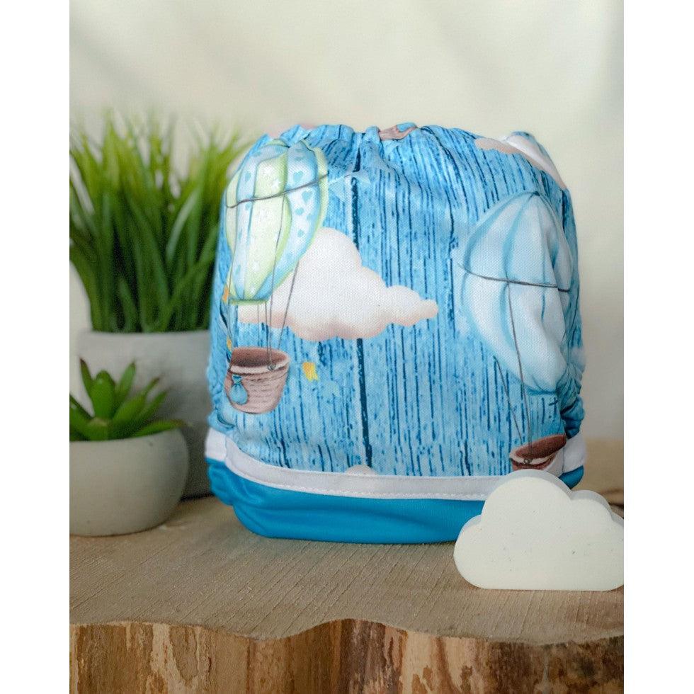 LYA | Couche lavable à poche | taille unique | Montgolfière bleue (2.0)