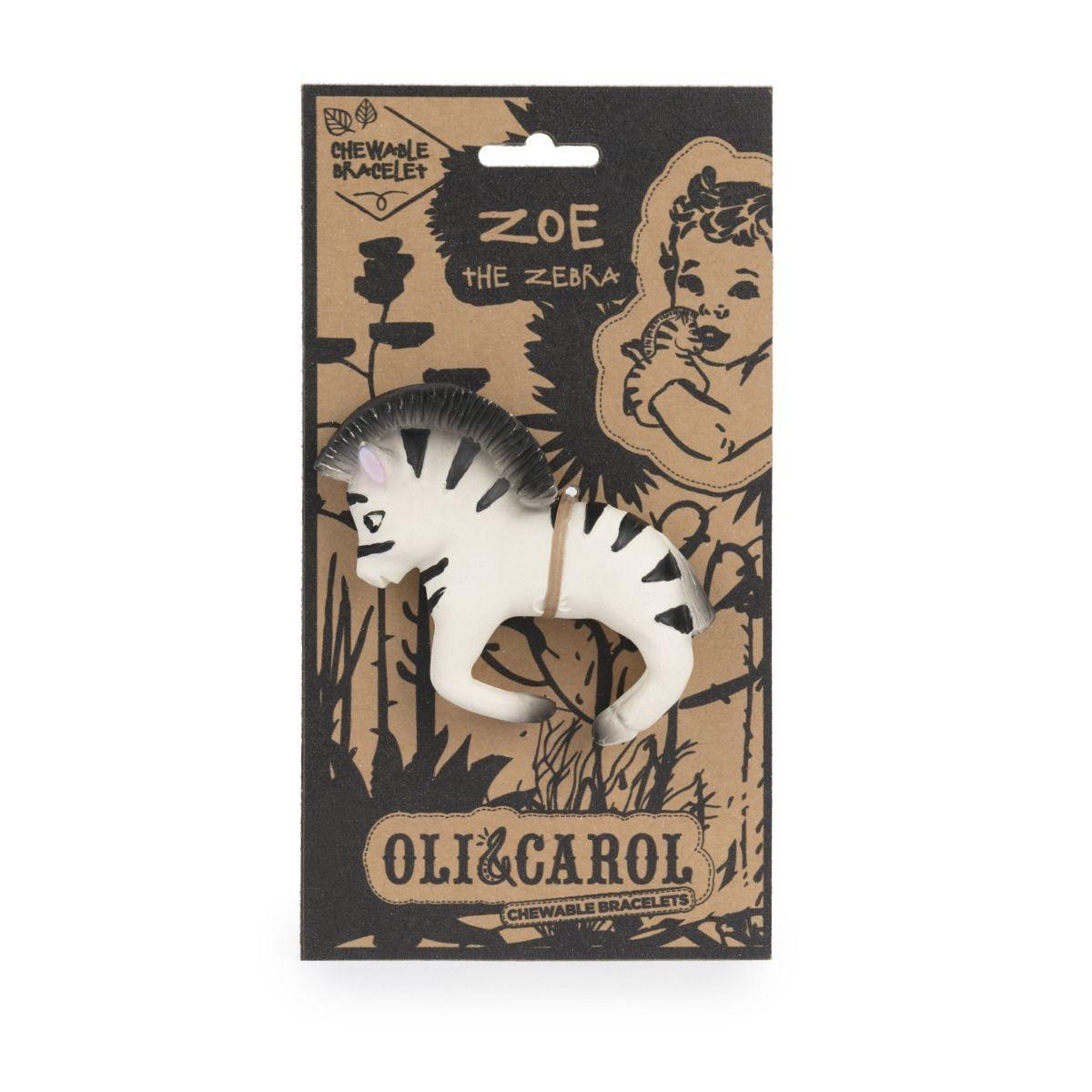 Oli & Carol | Jouet de caoutchouc 100% naturel | Bracelet | Zoe the Zebra
