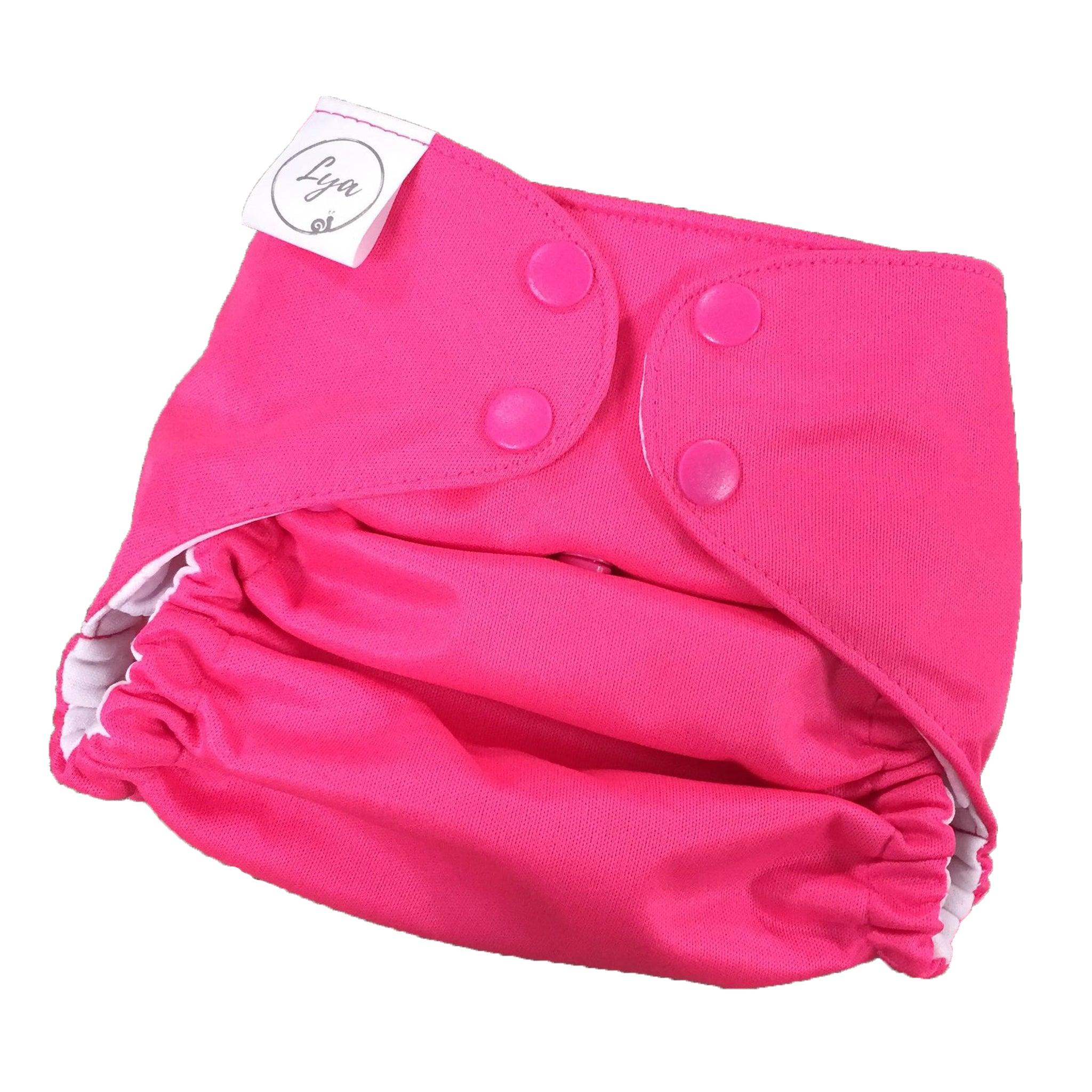 LYA | Couche lavable à poche | taille unique | Unie | Rose néon (2.0)