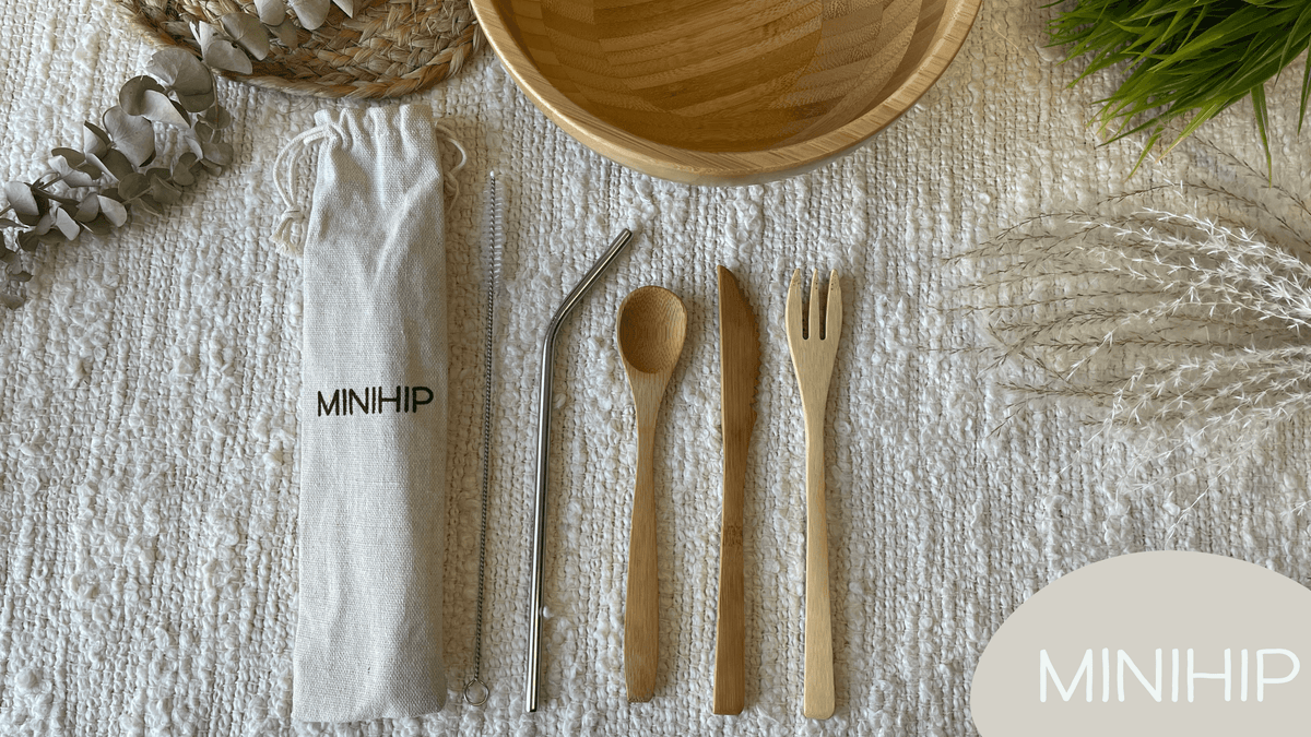 MINIHIP-ECO | Ensemble d’ustensiles en bambou réutilisables - MiniHip