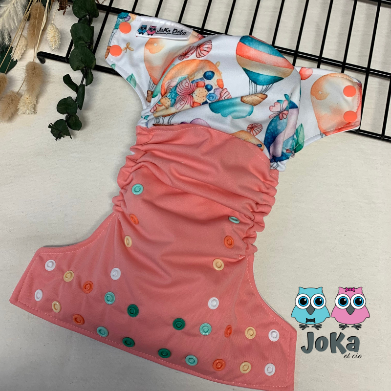 JOKA | Couche lavable à poche | taille unique | Envolée colorée - vieux rose