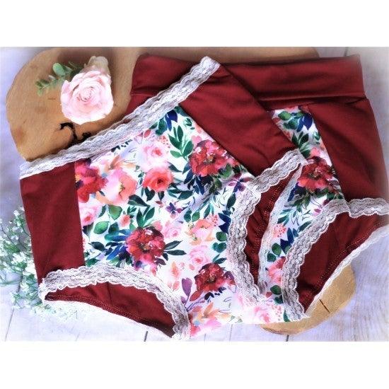Lya | Culotte menstruelle shorty avec absorbant amovible | Large | Roses sauvages - LYA