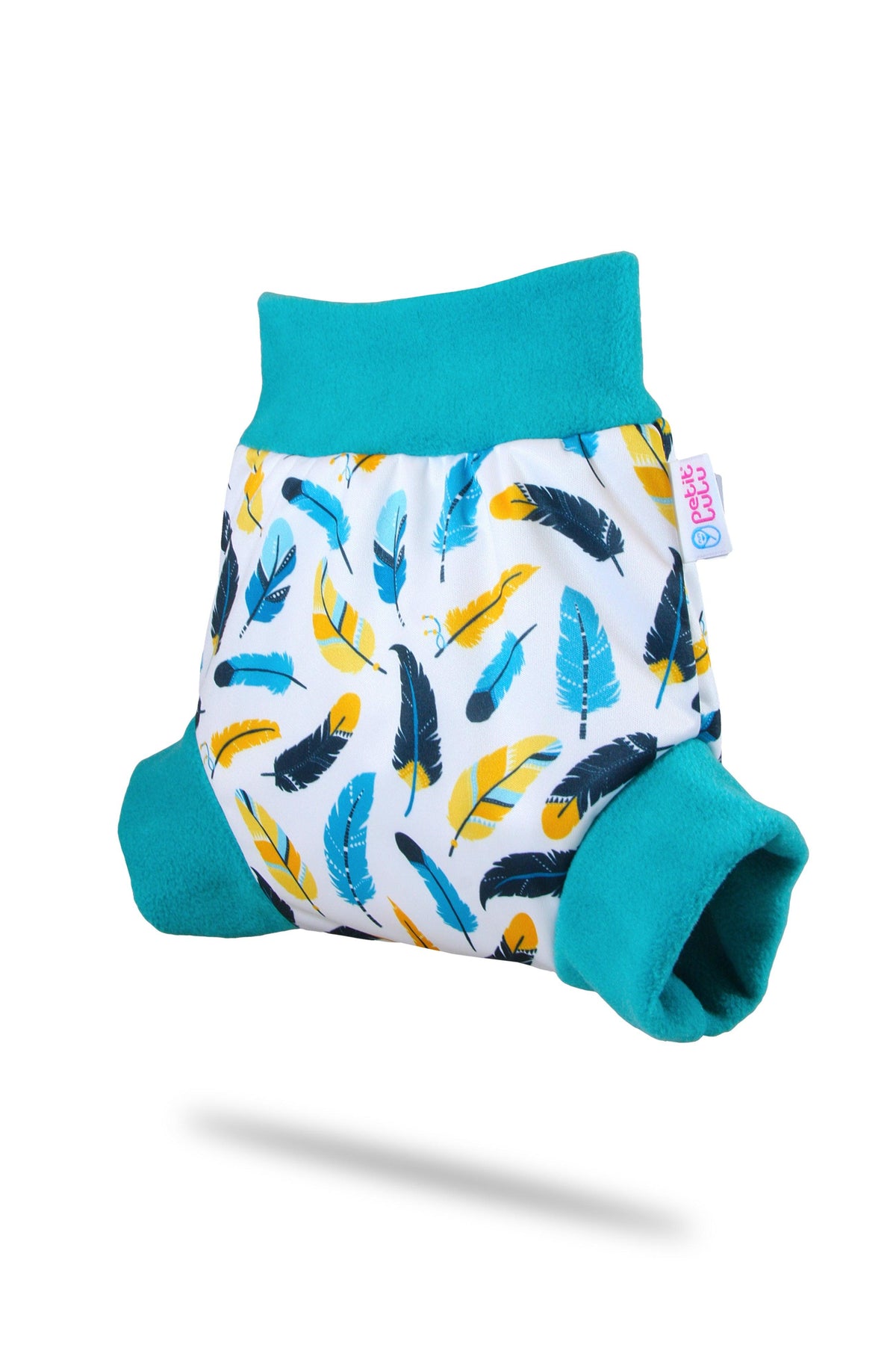 Petit Lulu | Couvre-couche Pull-Up | Turquoise Feathers (LIQUIDATION VENTE FINALE) - Petit Lulu
