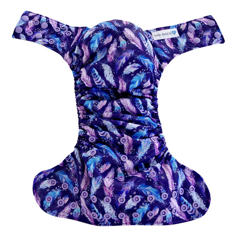 DIVIN POPOTIN | Couche lavable à poche | taille unique | Tout motif | Plumes mauves