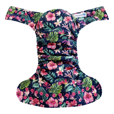 DIVIN POPOTIN | Couche lavable à poche | taille unique | Tout motif | Fleurs d'Hawaii