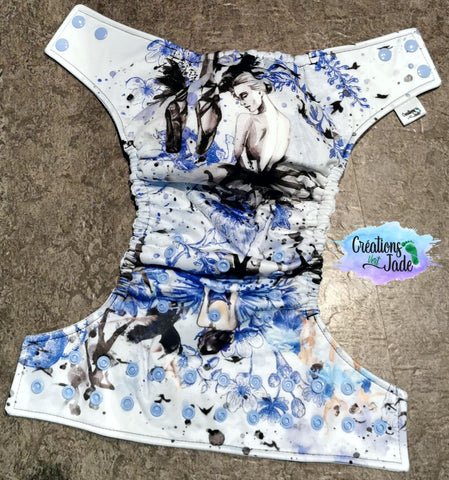Vert Jade | Couche lavable à poche | taille unique | Ballerine bleue (LIQUIDATION VENTE FINALE SANS GARANTIE)