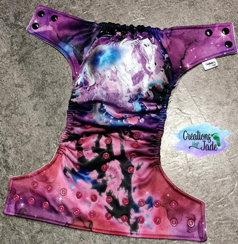 Vert Jade | Couche lavable à poche | taille unique | Cheval galactique (LIQUIDATION VENTE FINALE SANS GARANTIE)