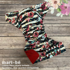 Mari-bé | Couche lavable à poche | Roses dorées [modèle cozy]