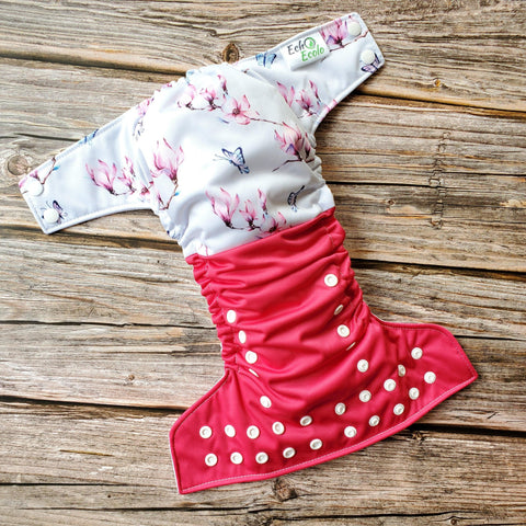 ECHO ECOLO | Couche lavable à poche | taille unique | Fleurs papillons (VENTE FINALE-CIE EN FERMETURE)