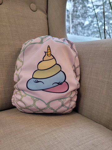 TDM | Couche lavable à poche | taille unique |  Cadeau de licorne (VENTE FINALE SANS GARANTIE/CIE FERMÉE)