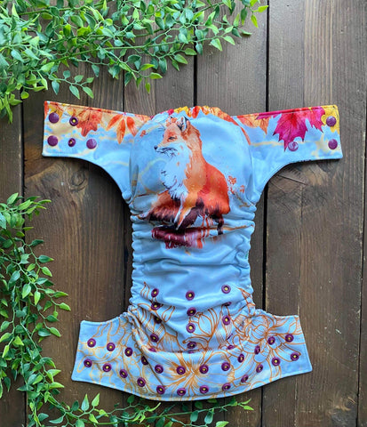 Confection Lolyma | Couche lavable à poche | taille nouveau-né | Renard automnal