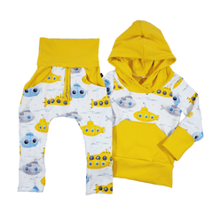 M3 & Minihip | Pantalon évolutif coupe jogger | Yellow submarine (0-12M)
