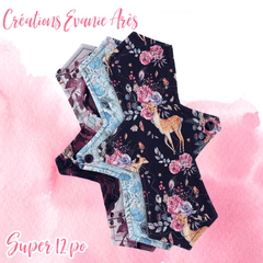 Créations Èvanie Arès | Serviettes hygiéniques lavables | Supers [12 po]