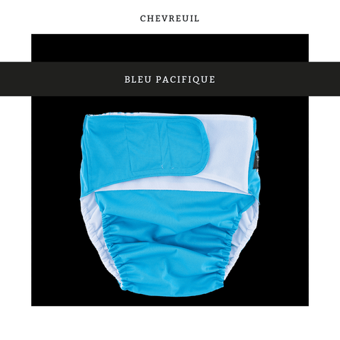 Chevreuil | Couche lavable à poche | taille ENFANT-ADULTE | Bleu pacifique