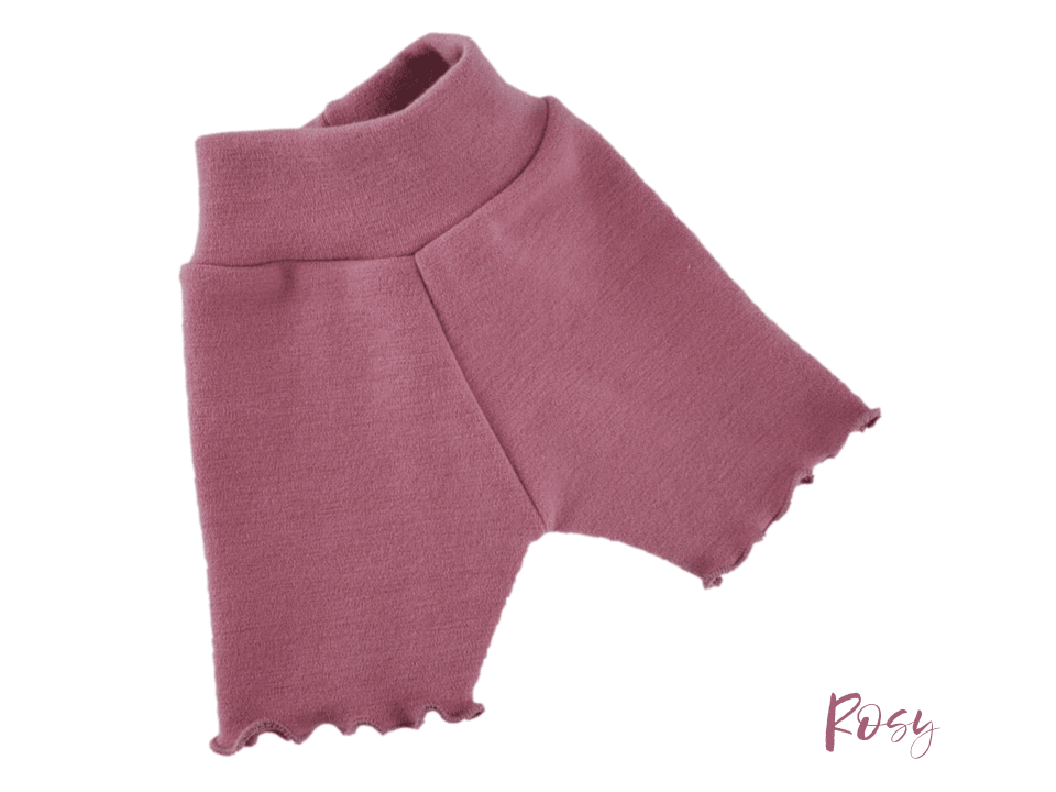BUMBY | Shorts [Ruffled] en laine de mérinos | SMALL | Rosy (LIQUIDATION VENTE FINALE) - Bumby Wool