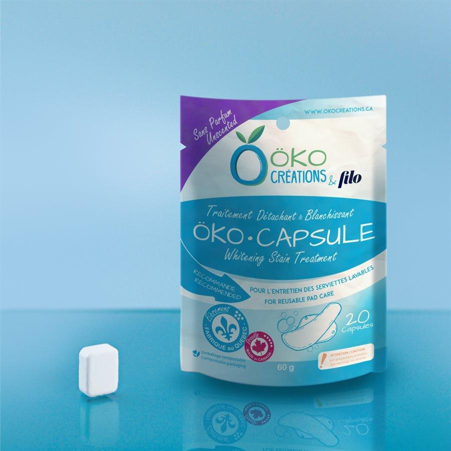OKO | Traitement détachant & blanchissant pour serviettes hygéniques (sachet de 20 capsules) - Öko créations