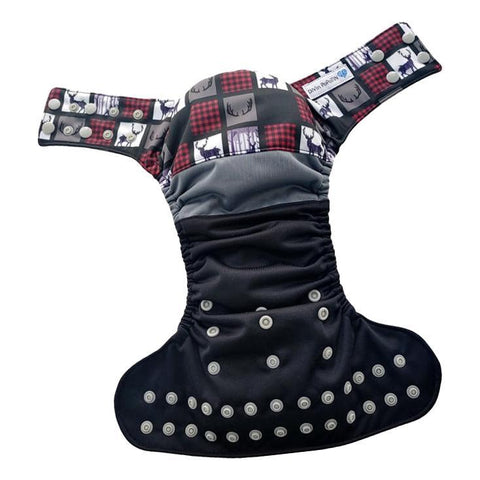 DIVIN POPOTIN | Couche lavable à poche | taille unique | Wrap | Chevreuil & carreaux