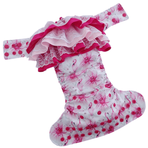 DIVIN POPOTIN | Couche lavable à poche à froufrou | Flamants roses