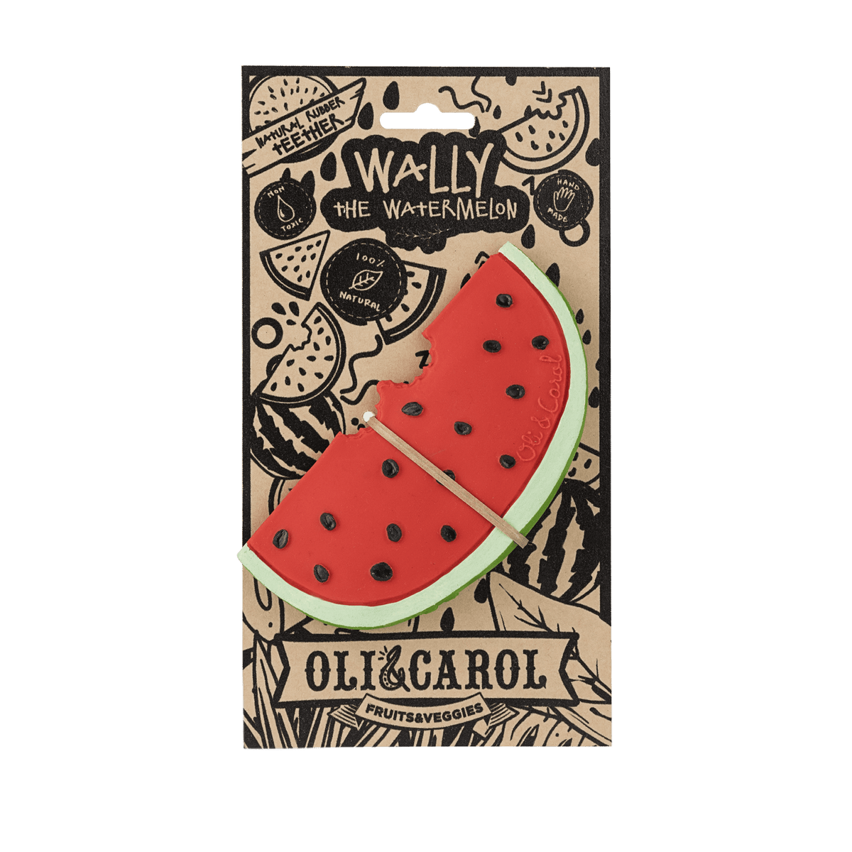 Oli & Carol | Jouet de caoutchouc 100% naturel | Fruits & Veggies | Wally the Watermelon - Oli & Carol