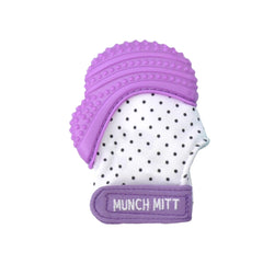 MALARKEY | Mitaine de dentition Munch-Mitt | Purple Polka Dots