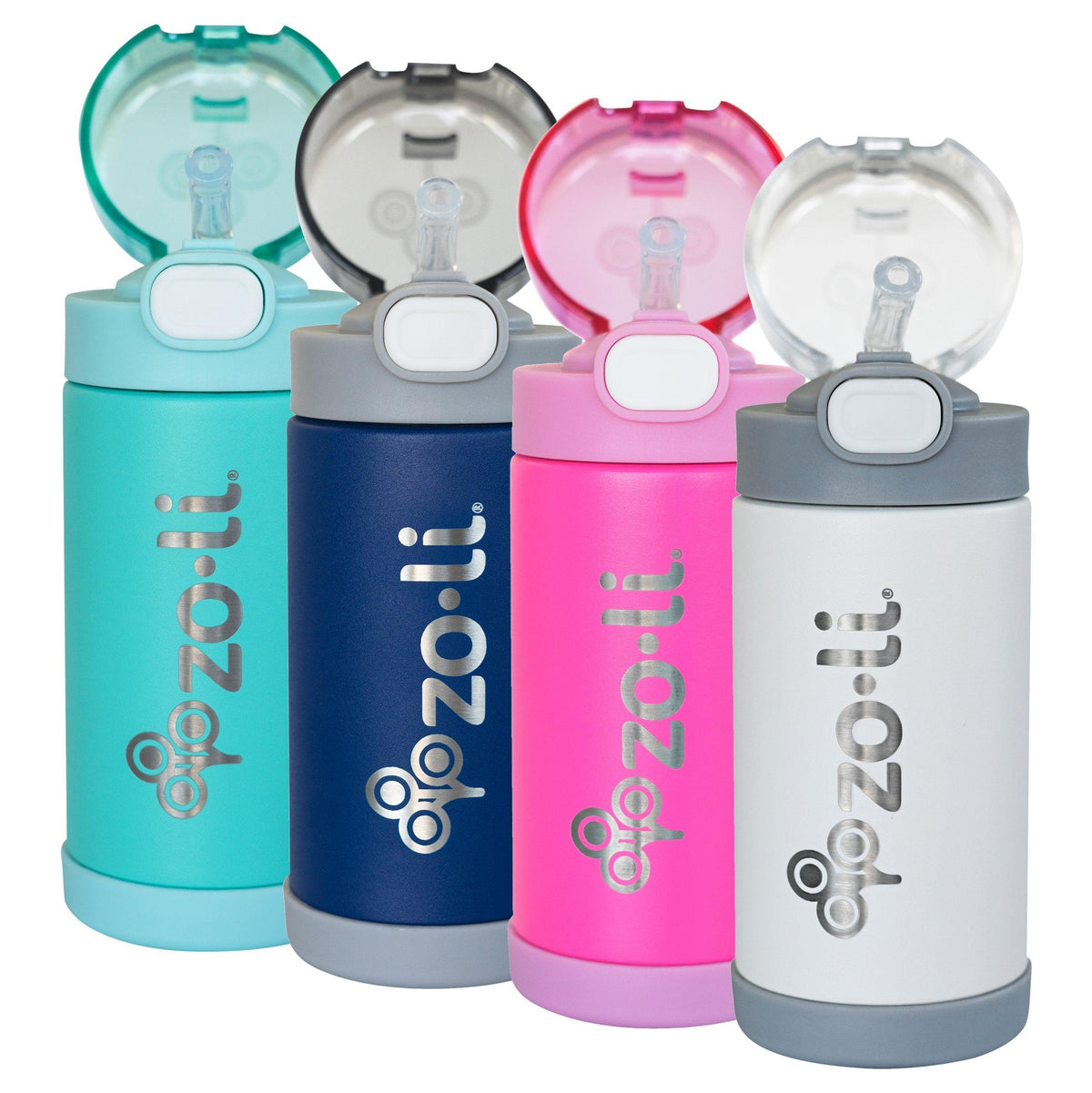 Zoli | Pow Squeak, bouteilles isothermiques pour enfant avec paille - Zoli