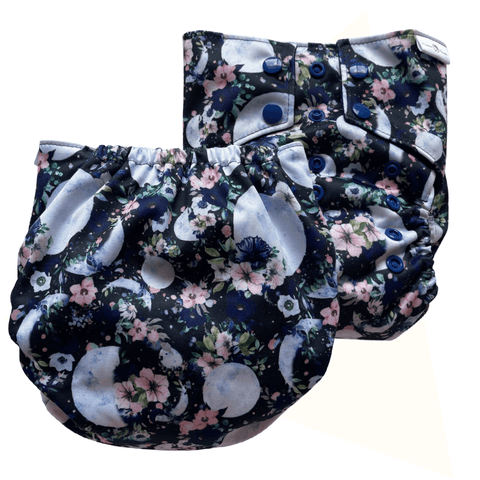 ROSINETTE | Couche lavable à poche | taille unique | Lune et fleurs