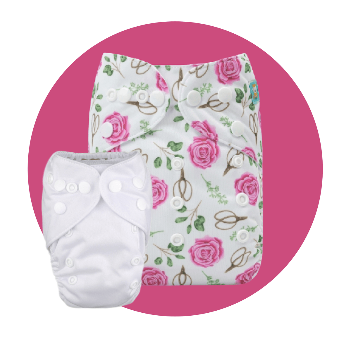 ALVA | Couche lavable à poche | taille NOUVEAU-NÉ | SH354 Boutons de roses (LIQUIDATION VENTE FINALE) - Alva Baby