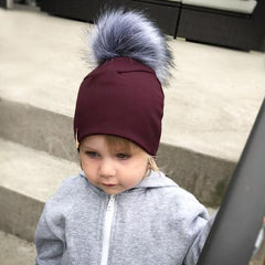 LOX LION | Tuque à pompon interchangeable | 3 Saisons | Bourgogne*